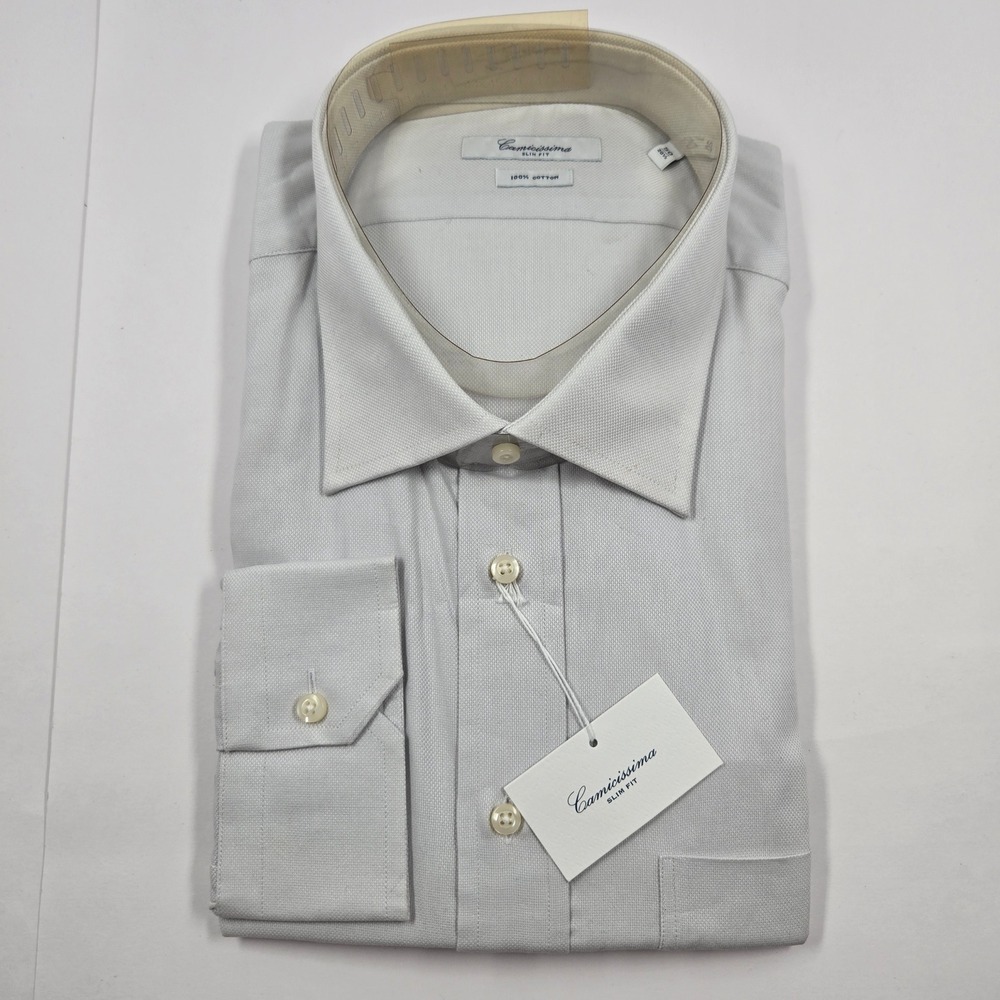 Camicissima Slim Fit Dress Shirt Mens 20.5 50 Grey 100% Cotton NB85 30U NWT